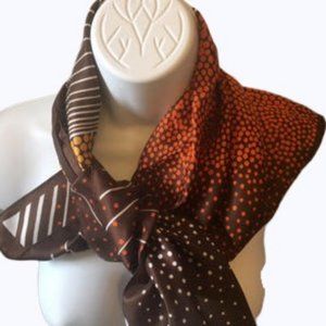 Two Vintage Scarves Earth Tones Bundle Stripes Polka Dots